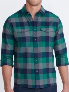 UNTUCKit Green & Navy Plaid Button-Down Flannel Shirt